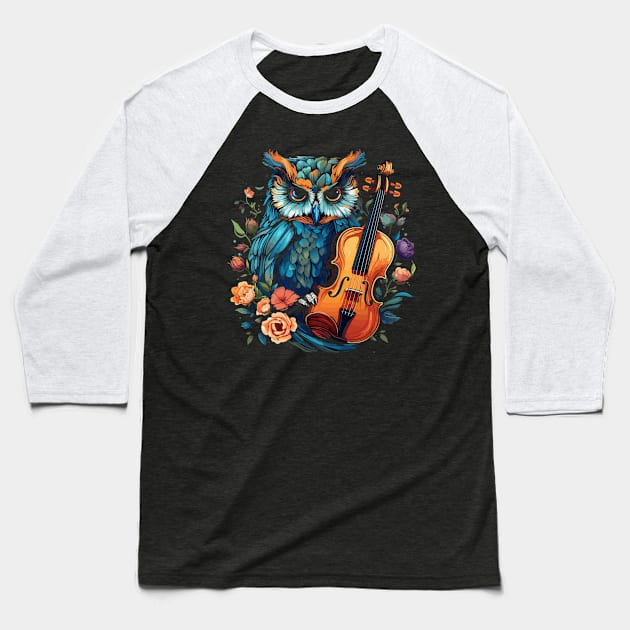 Owl Playing Violin Baseball T-Shirt by JH Mart